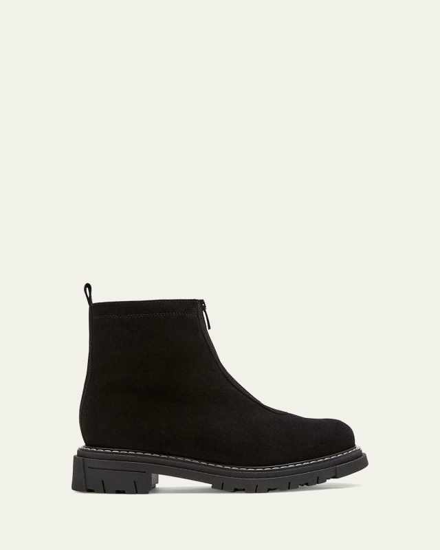Deon Suede Shearling Zip Booties